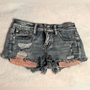 Distressed Jean Shorts w/ Lace Pockets AMERICAN EAGLE OUTFITTERS, A&E